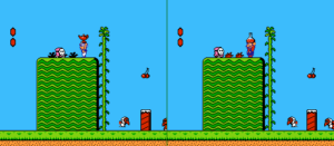 Side by side comparison of Yume Kj: Doki Doki Panic (left) and Super Mario Bros. 2. (right)